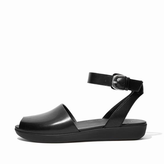 FitFlop Women's COVA Leather Peep Toe Back Strap Sandals - Black (XVTZC-0875)